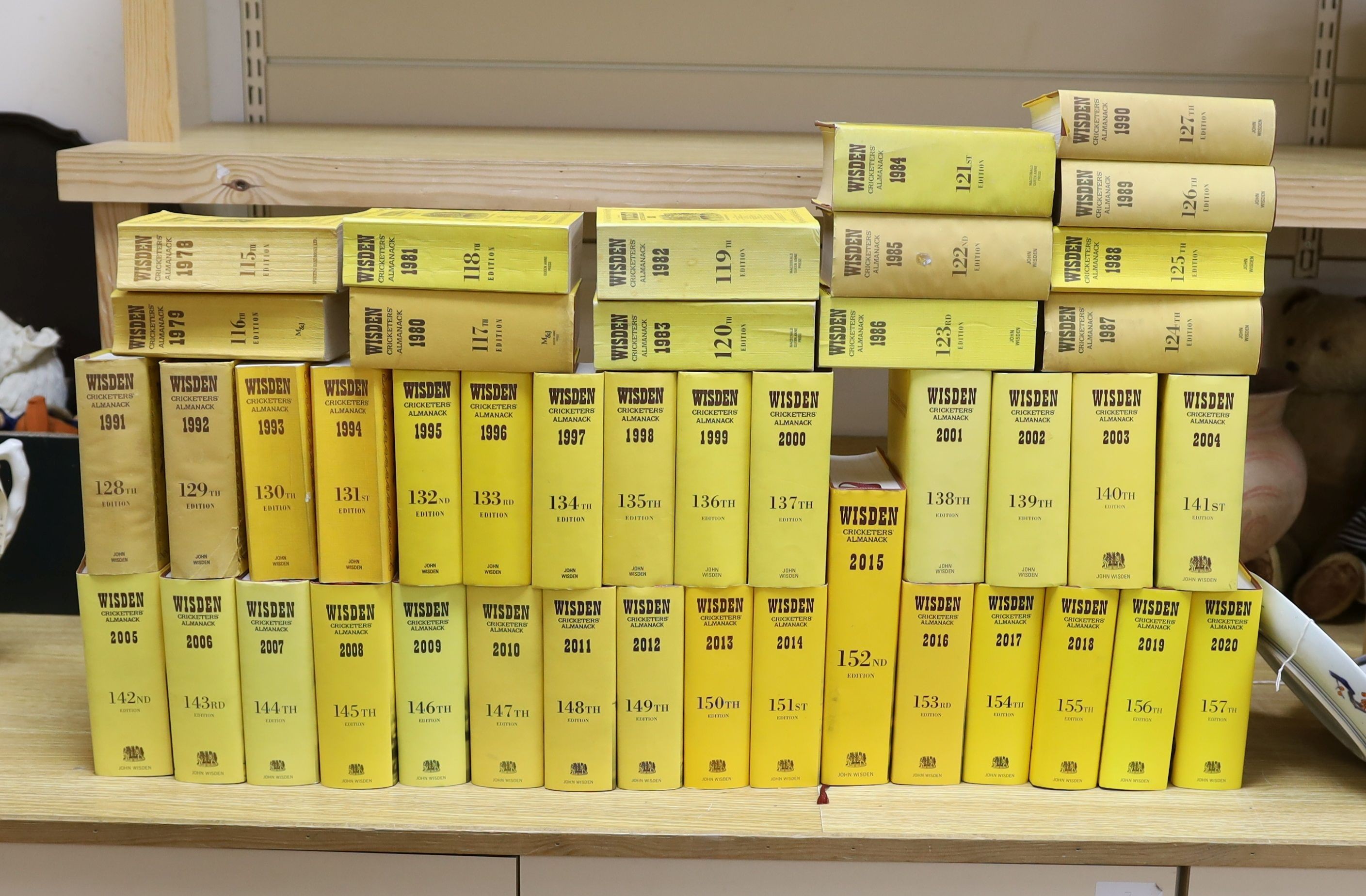 A run of cricket Wisden Almanacks, 1978-2020